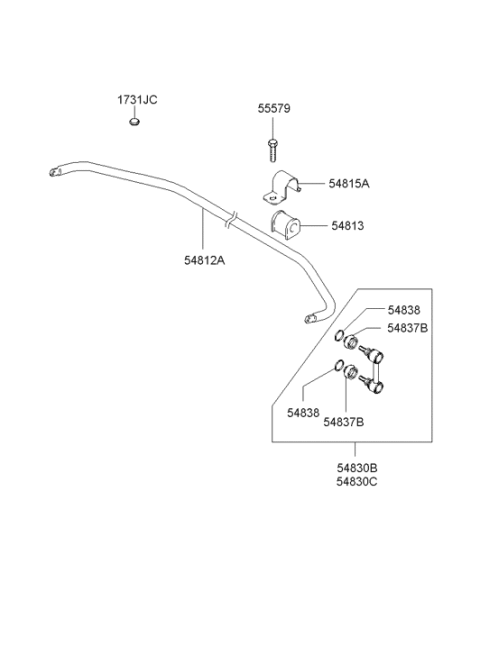 2001 Hyundai Tiburon Stabilizer Bar Bracket Diagram for 54815-2D000