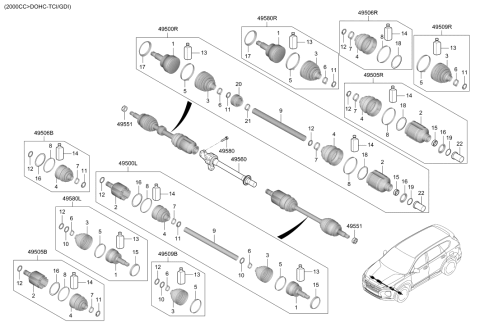 2020 Hyundai Santa Fe Drive Shaft-Front Diagram 3