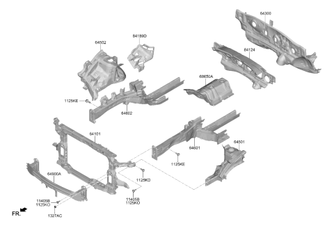 2020 Hyundai Santa Fe Front End Module Carrier Assembly Diagram for 64101-S2100