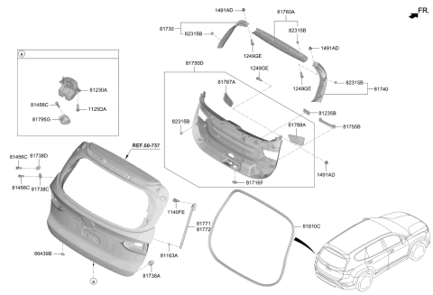 2020 Hyundai Santa Fe Tail Gate Latch Assembly Diagram for 81800-S2000