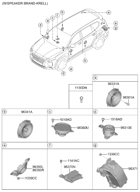 2020 Hyundai Santa Fe Rear Door Speaker Diagram for 96340-S1200