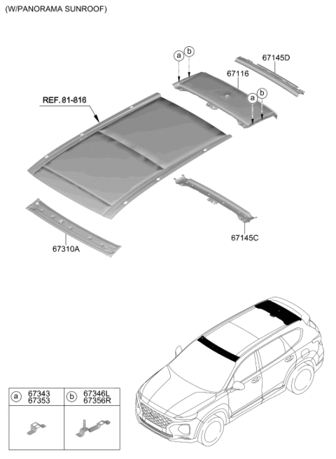 2020 Hyundai Santa Fe Roof Panel Diagram 2