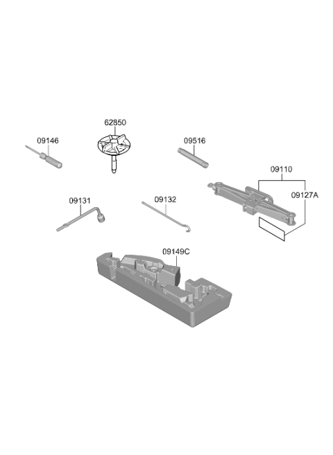 2019 Hyundai Santa Fe Jack Assembly Diagram for 09110-2W000