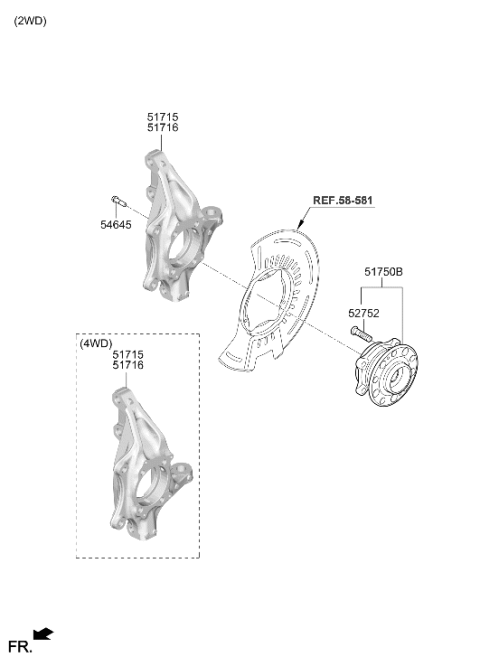 2020 Hyundai Santa Fe Front Axle Knuckle Left Hand Diagram for 51710-S1000
