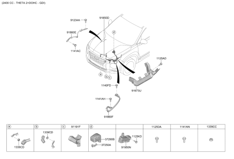 2019 Hyundai Santa Fe Ignition Control Module Relay Box Assembly Diagram for 91940-S1020