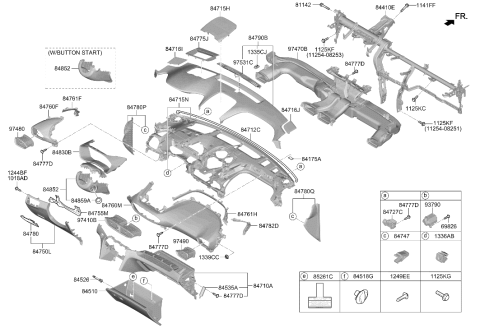 2019 Hyundai Santa Fe Glove Box Assembly Diagram for 84510-S2000-NNB
