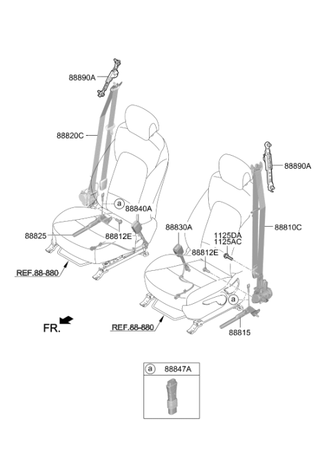 2020 Hyundai Santa Fe Front Left Seat Belt Assembly Diagram for 88810-S2000-NNB