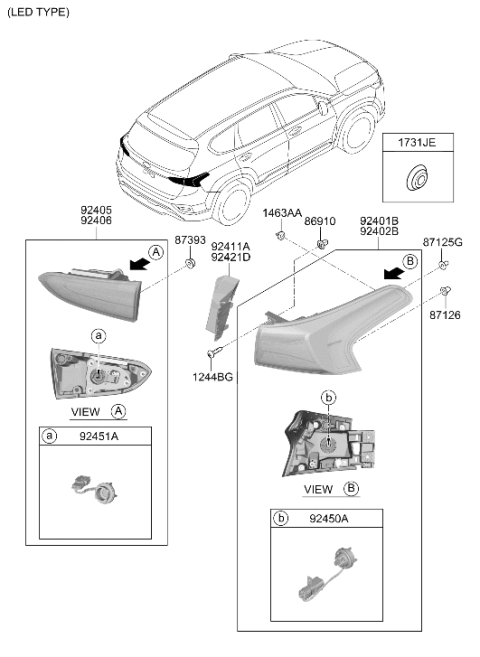 2020 Hyundai Santa Fe Rear Combination Lamp Diagram 2