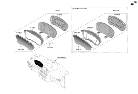 2019 Hyundai Santa Fe Instrument Cluster Assembly Diagram for 94031-S2000