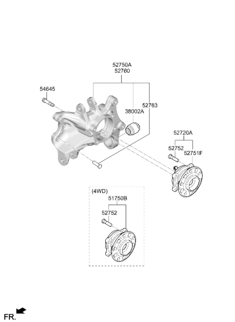 2019 Hyundai Santa Fe Bearing-Rear Wheel Diagram for 52720-S1000