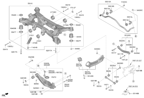 2020 Hyundai Santa Fe Rear Stabilizer Bar Assembly Diagram for 55510-S1100