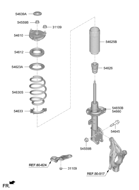 2019 Hyundai Santa Fe Front Spring Diagram for 54630-S2500