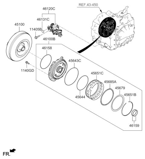 2020 Hyundai Santa Fe Torque Converter Assembly Diagram for 45100-4G620