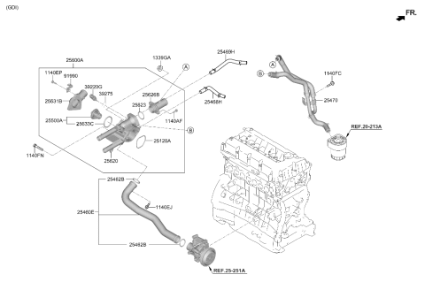 2020 Hyundai Santa Fe Thermostat Case Diagram for 25620-2GGA5