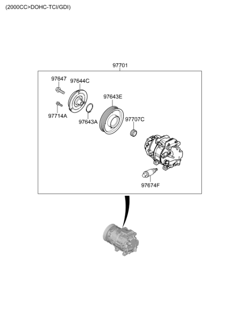 2020 Hyundai Santa Fe Air conditioning System-Cooler Line Diagram 2