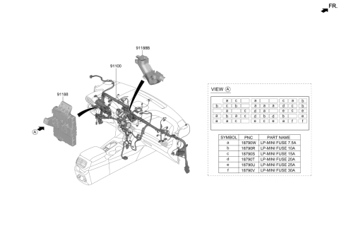 2019 Hyundai Santa Fe Instrument Panel Junction Box Assembly Diagram for 91950-S2110