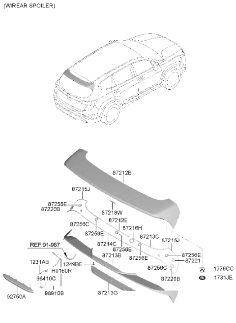 2020 Hyundai Santa Fe Roof Garnish & Rear Spoiler Diagram 4