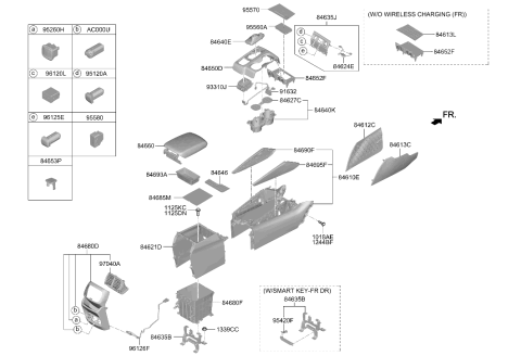 2020 Hyundai Santa Fe Cup Holder Assembly Diagram for 84670-S2000-4X