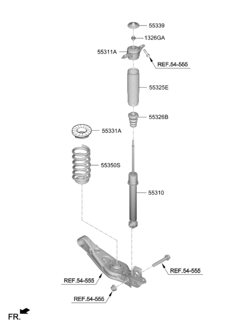 2019 Hyundai Santa Fe Urethane Bumper Diagram for 55326-C5000