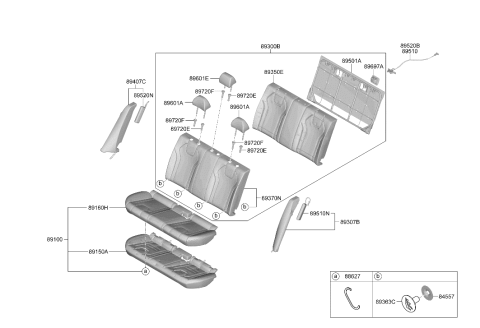 2026 Hyundai Elantra N Rear Seat Cushion Covering Assembly Diagram for 89160-IB500-NGI
