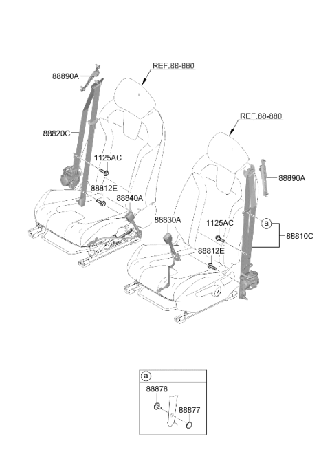 2024 Hyundai Elantra N Front Seat Belt Assembly Right Hand Diagram for 88820-IB500-NNB