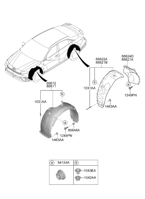 2024 Hyundai Elantra N GUARD-REAR WHEEL REAR PIECE,RH Diagram for 86826-IBAA0