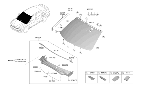2025 Hyundai Elantra N Windshield Glass Diagram for 86111-IB460