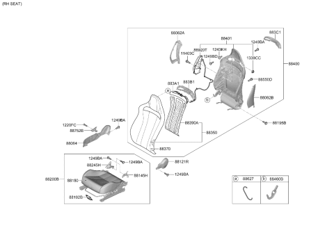 2024 Hyundai Elantra N Front Cushion Covering Assembly Right Hand Diagram for 88260-IB700-NGI
