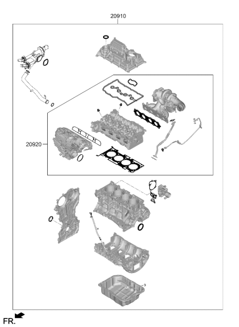 2025 Hyundai Elantra N Engine Overhaul Gasket Kit Diagram for 20910-2GF01