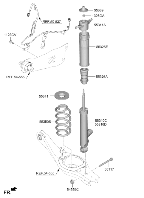 2024 Hyundai Elantra N SHOCK ABSORBER ASSY-REAR,LH Diagram for 55307-IB500