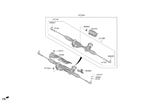 2024 Hyundai Elantra N GEAR & LINKAGE ASSY-MDPS Diagram for 57700-IB500
