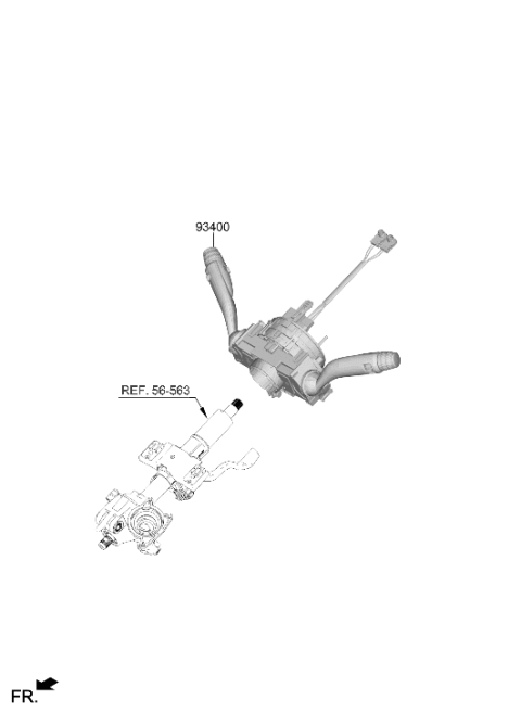 2022 Hyundai Elantra N Multifunction Switch Assembly Diagram for 934B2-IB050