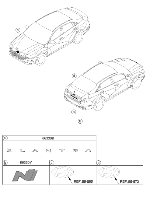 2022 Hyundai Elantra N EMBLEM-N Diagram for 86315-IB500
