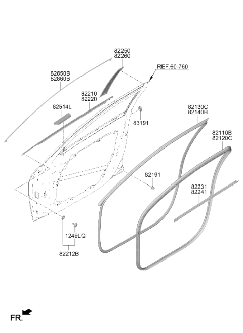 2023 Hyundai Elantra N GARNISH Assembly-Dr Frame LH Diagram for 82250-AA010