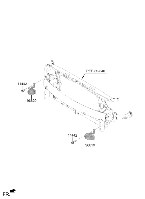 2022 Hyundai Elantra N Low Pitch Horn Assembly Diagram for 96611-AA000