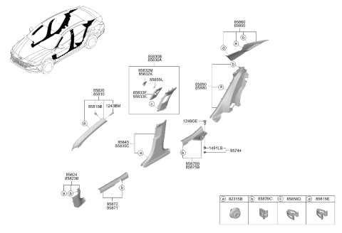 2022 Hyundai Elantra N Cover-H/ADJUSTER LH Diagram for 85833-AA000-NNB