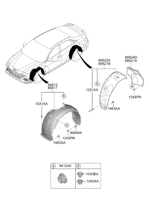 2022 Hyundai Elantra N Front Wheel Guard Assembly Right Hand Diagram for 86812-IB000