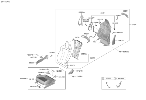 2023 Hyundai Elantra N Front Cushion Covering Assembly Right Hand Diagram for 88260-IB700-NGH