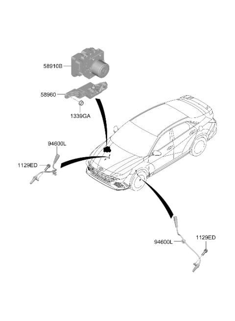 2022 Hyundai Elantra N Hydraulic Unit Assembly Diagram for 58910-IB000