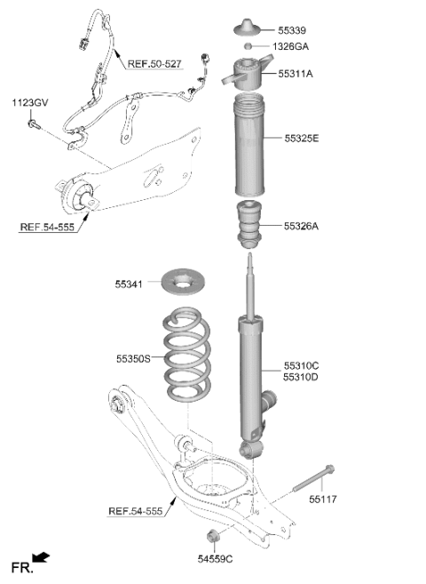 2022 Hyundai Elantra N Pad-Rear Spring,UPR Diagram for 55334-AAAA0