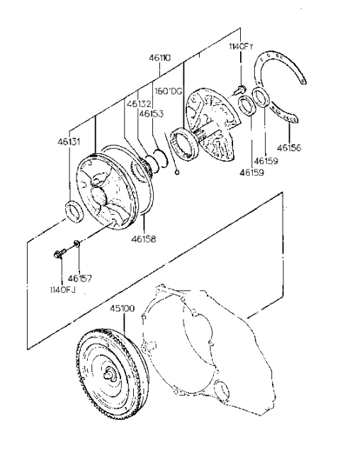 1993 Hyundai Elantra Torque Converter Assembly Diagram for 45100-34110