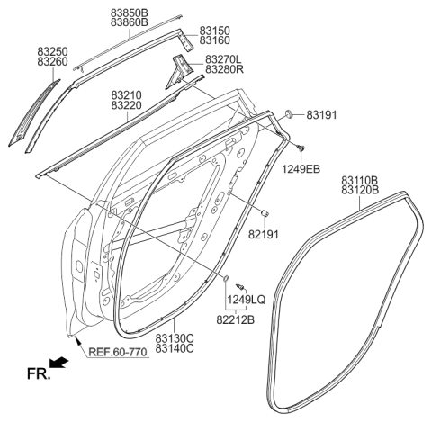 GARNISH Assembly-RR Dr Frame RH Diagram for 83260-3V000