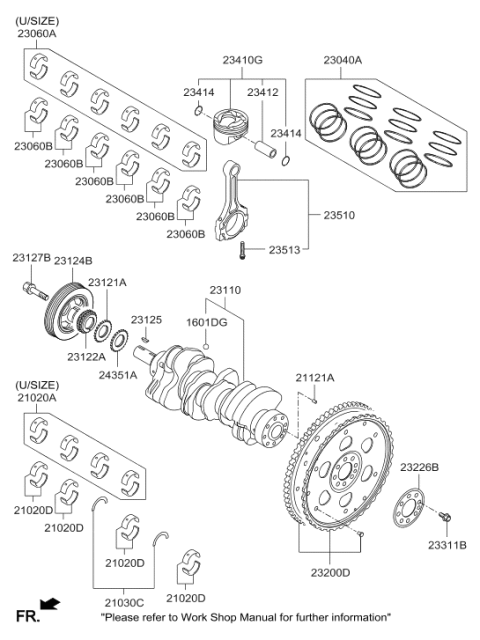 2015 Hyundai Azera Crankshaft Assembly Diagram for 623R6-3CA00