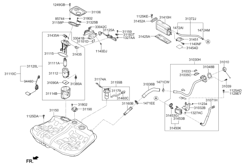 2016 Hyundai Azera Fuel Pump & Sender Module Assembly Diagram for 31110-3V550