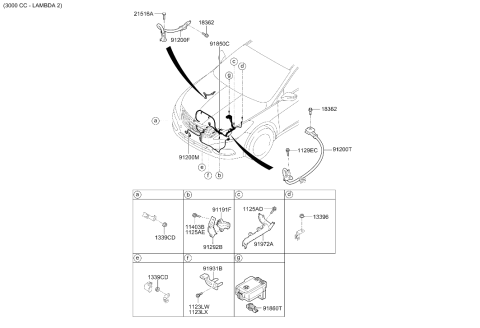 2015 Hyundai Azera Positive Battery Terminal Diagram for 91982-2M100