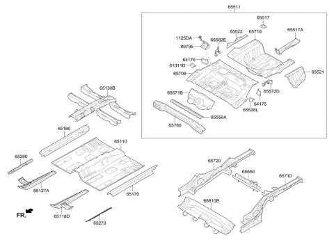 2015 Hyundai Azera Rear Floor Panel Diagram for 65510-3V101