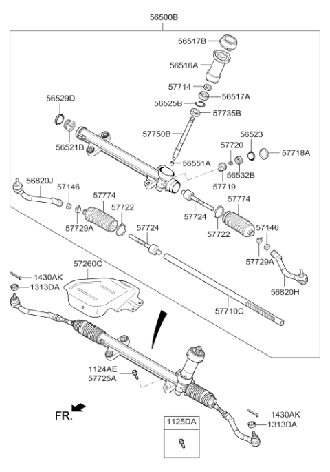 2016 Hyundai Azera Rack Support Yoke Assembly Diagram for 57719-3V000