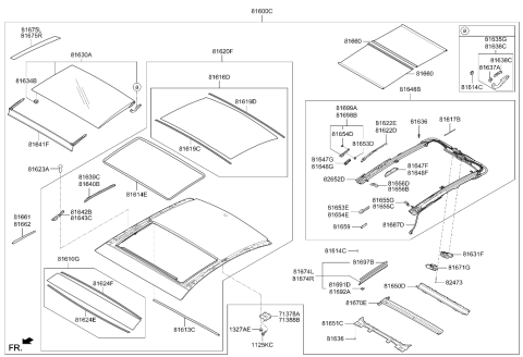 2015 Hyundai Azera RR Winding Guide-P/RF,RH Diagram for 81648-B3000