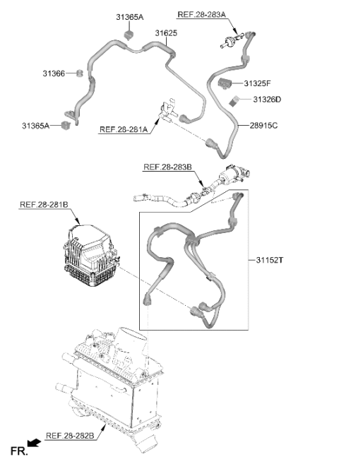 2024 Hyundai Genesis G90 SUPER CHARGING TUBE-DUAL PURGE Diagram for 31625-T1110