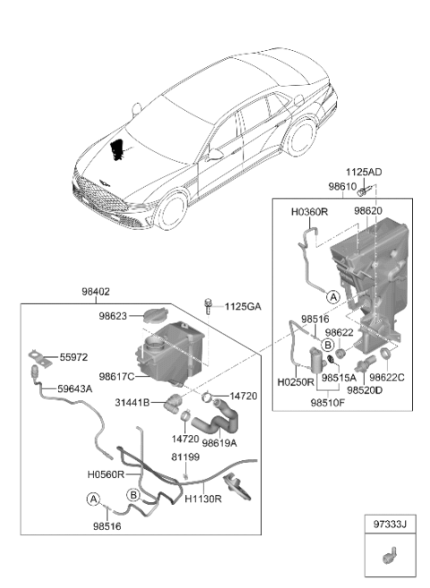 2024 Hyundai Genesis G90 Cap-Windshield Washer Reservoir Diagram for 98623-G6000